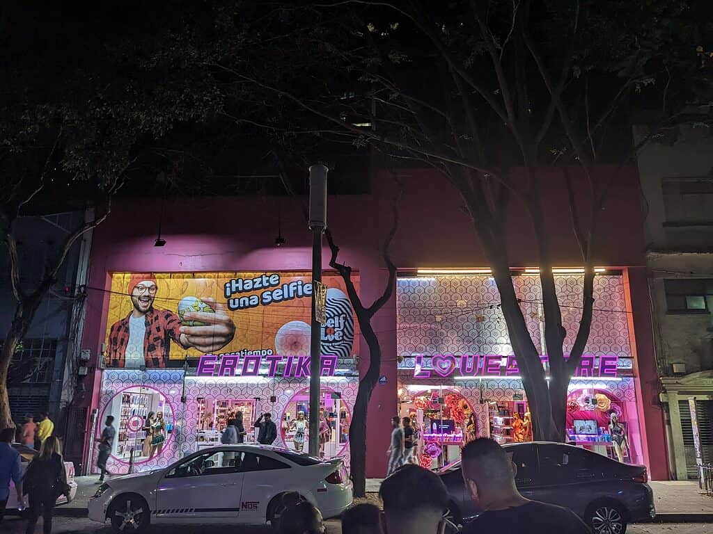 Front of Erotica, a sex shop in Mexico City's Zona Rosa.
